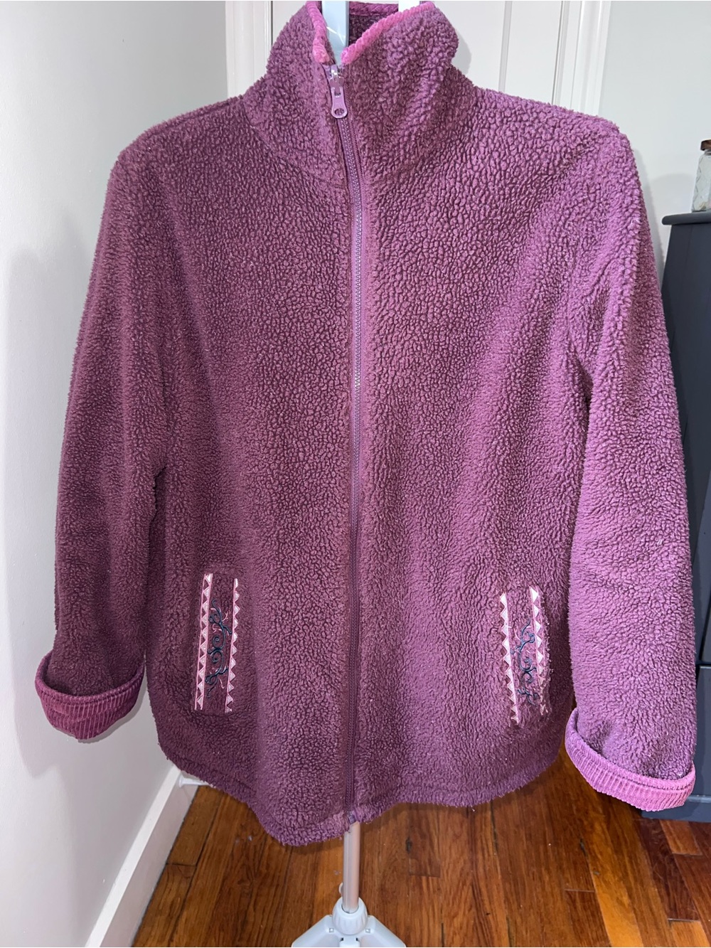 Vintage Tudor Court by Haband teddy mauve zip up jacket